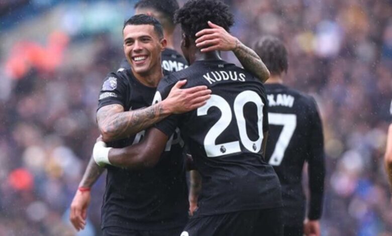 Gol Kudus amankan kemenangan 2-1 Tottenhan Hotspur bertarung dengan Leeds United