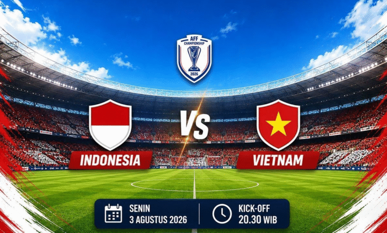 Timnas Indonesia berhadapan dengan Timnas Vietnam pada matchday ketiga Grup A Piala AFF 2026 di Stadion Pakansari, Senin 3 Agustus 2026. Laga Indonesia vs Vietnam akan dimulai pukul 20.30 WIB, live di RCTI, GTV, iNews, dan Youtube YB (Reza Arab).
